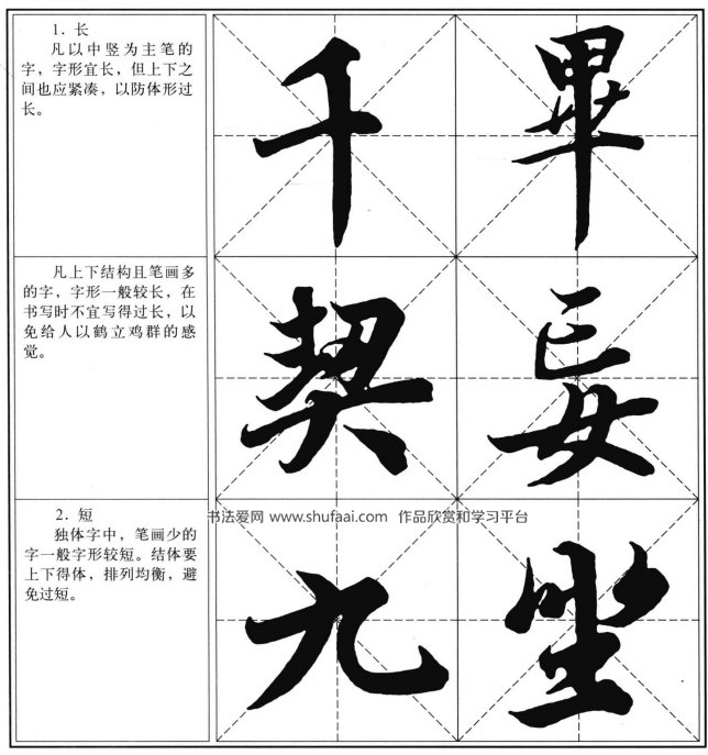 长、短、宽、窄字形的布势 王羲之兰亭序习字帖