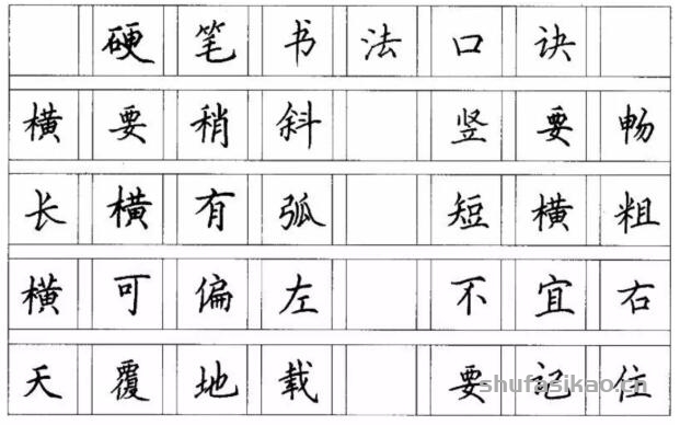 硬笔练字口诀横的写法