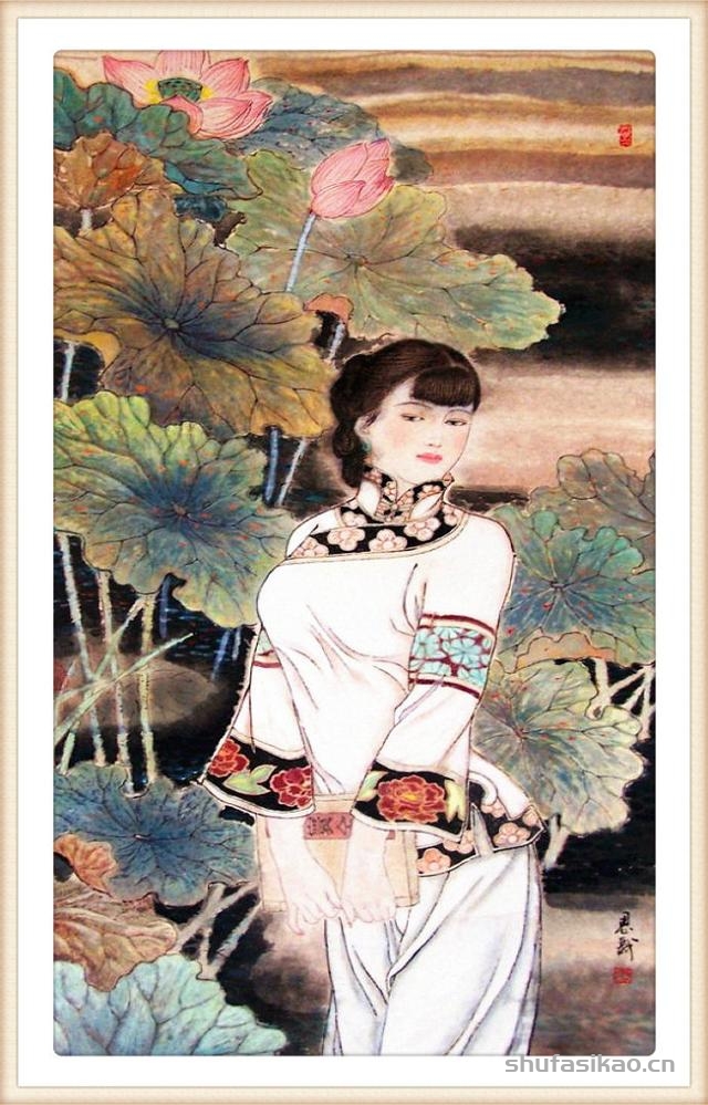 「抱朴归真」张思俭清末仕女画-书法思考网