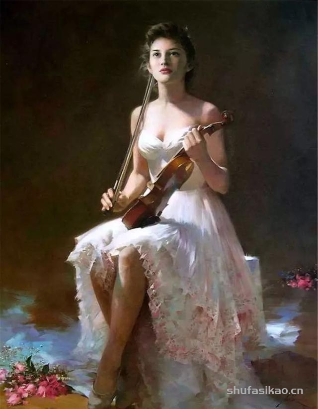 唯美东方女神，就在艺术家的人体油画中-书法思考网