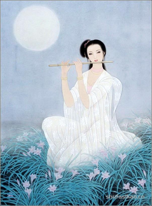 古典美女，如花照水！（工笔仕女图李鸣 等绘）-书法思考网