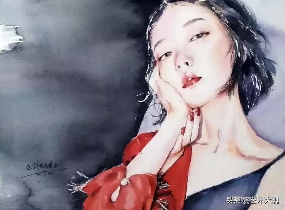淡雅清透少女水彩手绘 | 柏杨人物绘画集-书法思考网