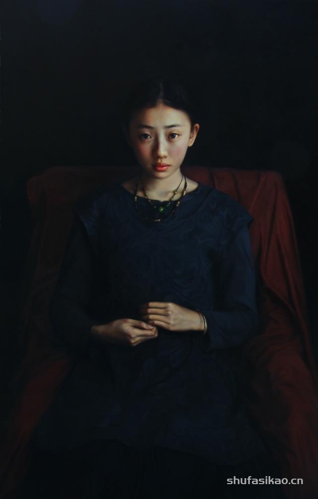 赵开霖写实油画中的东方女性，给人一种安静的美感-书法思考网