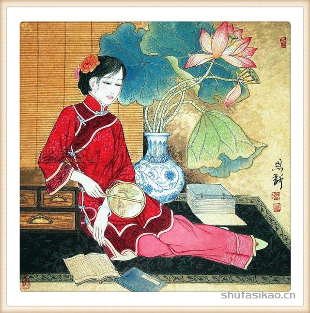「抱朴归真」张思俭清末仕女画-书法思考网