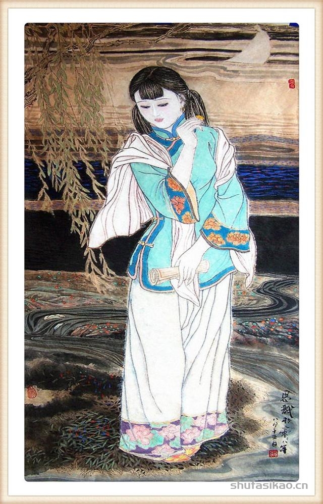 「抱朴归真」张思俭清末仕女画-书法思考网