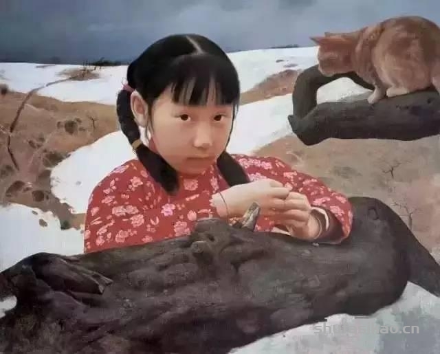 艺术大师王沂东油画中的乡村少女，具有一种含蓄而动人的内在美-书法思考网
