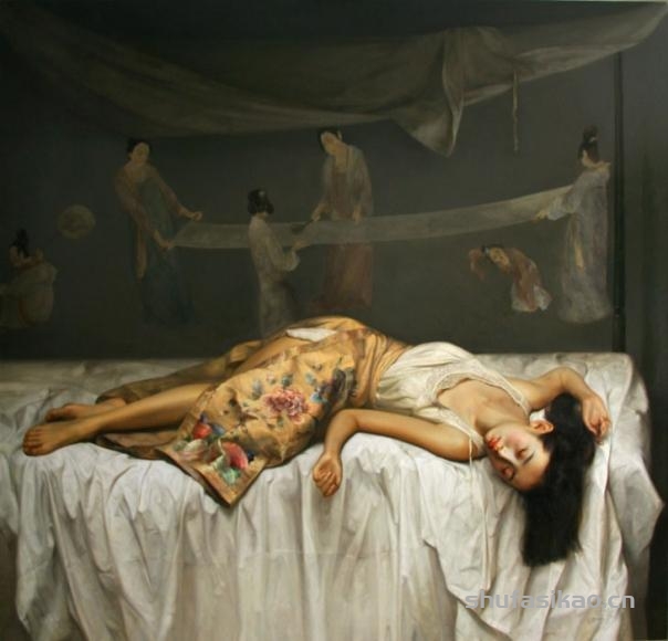 赵开霖写实油画中的东方女性，给人一种安静的美感-书法思考网