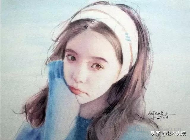 淡雅清透少女水彩手绘 | 柏杨人物绘画集-书法思考网
