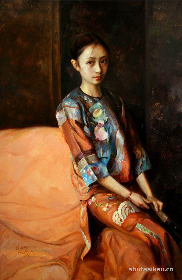 赵开霖写实油画中的东方女性，给人一种安静的美感-书法思考网