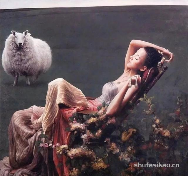 唯美东方女神，就在艺术家的人体油画中-书法思考网