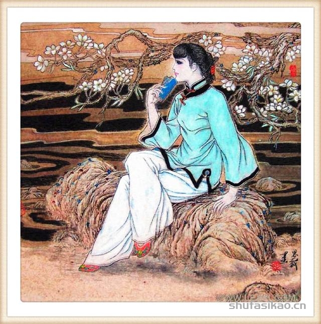 「抱朴归真」张思俭清末仕女画-书法思考网