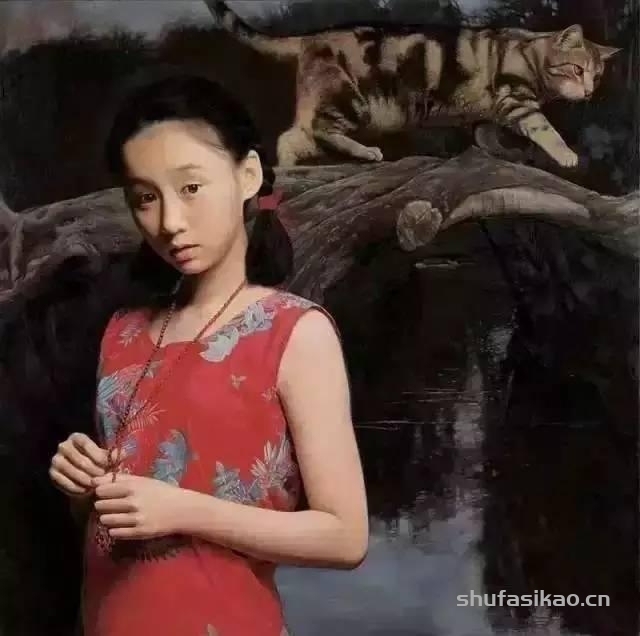 艺术大师王沂东油画中的乡村少女，具有一种含蓄而动人的内在美-书法思考网