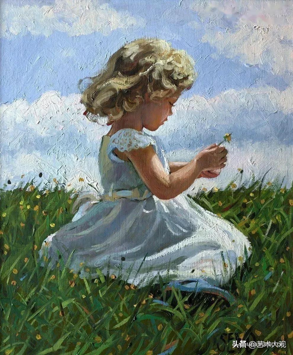 快乐的夏天 | 女艺术家Daines儿童印象派油画欣赏-书法思考网