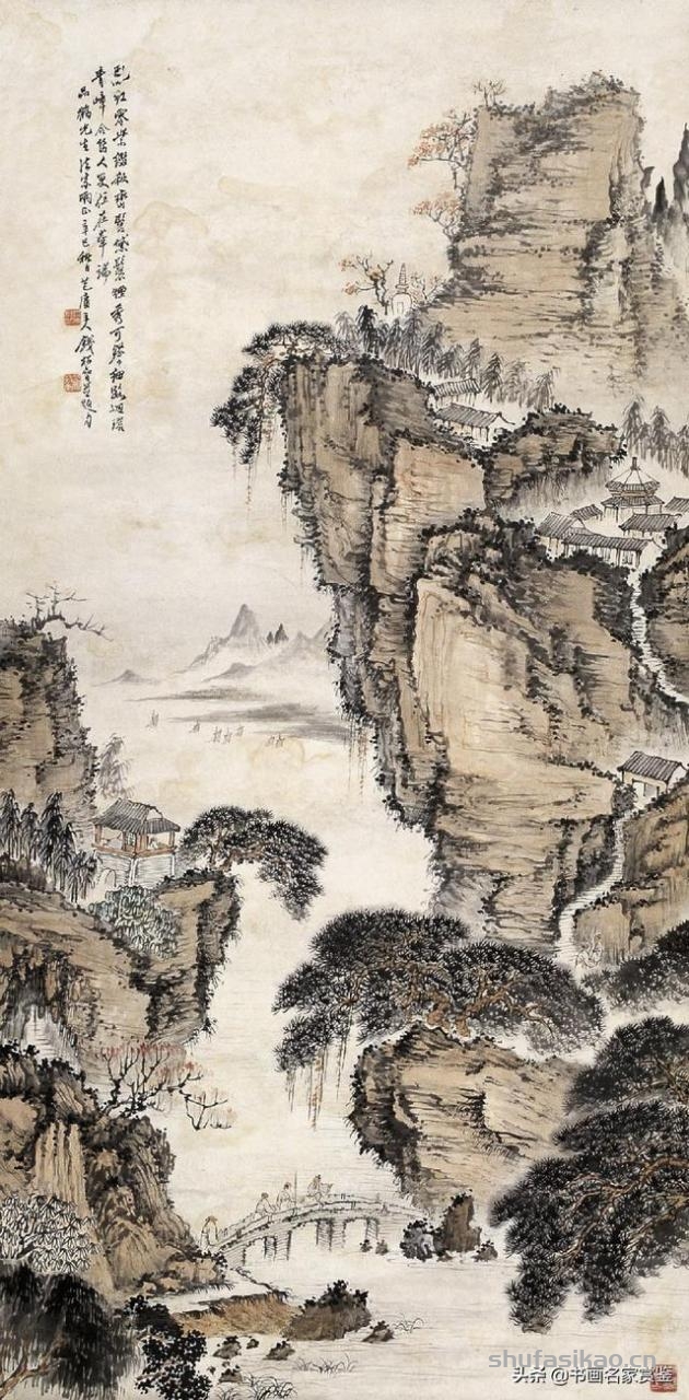 当代中国山水画主要代表人之一——钱松岩摹古作品赏析-书法思考网