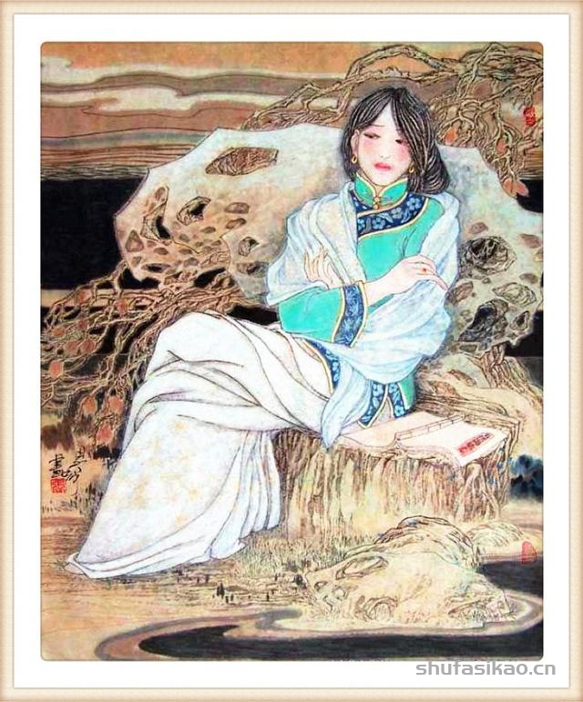 「抱朴归真」张思俭清末仕女画-书法思考网