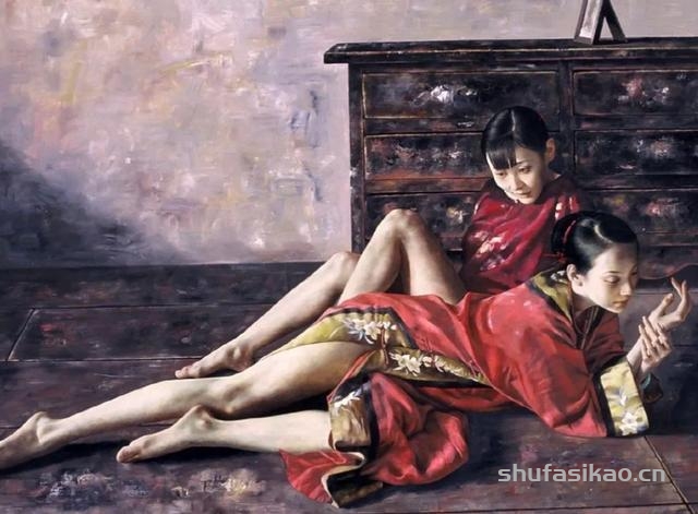 艺术家谭建武的油画写实人物 | 细腻而甜美的纯情少女翩翩起舞-书法思考网