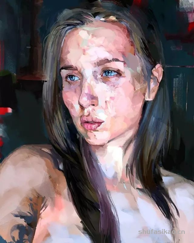 确认过眼神，他用大色块的笔触，画出的女人性感无敌-书法思考网
