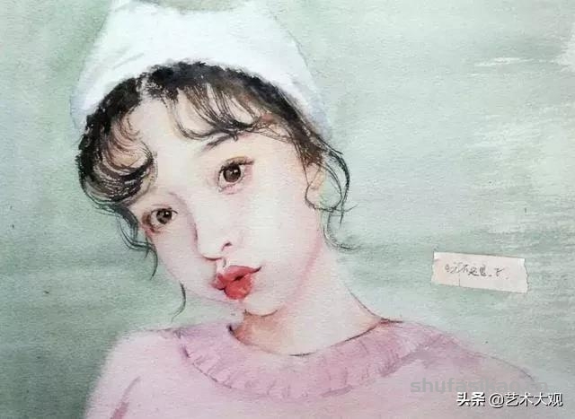淡雅清透少女水彩手绘 | 柏杨人物绘画集-书法思考网