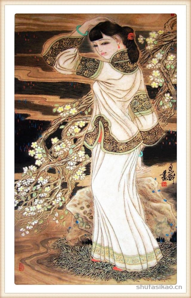 「抱朴归真」张思俭清末仕女画-书法思考网