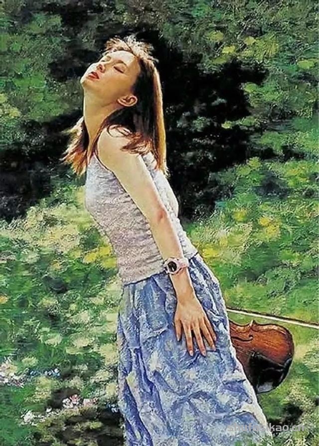 唯美东方女神，就在艺术家的人体油画中-书法思考网