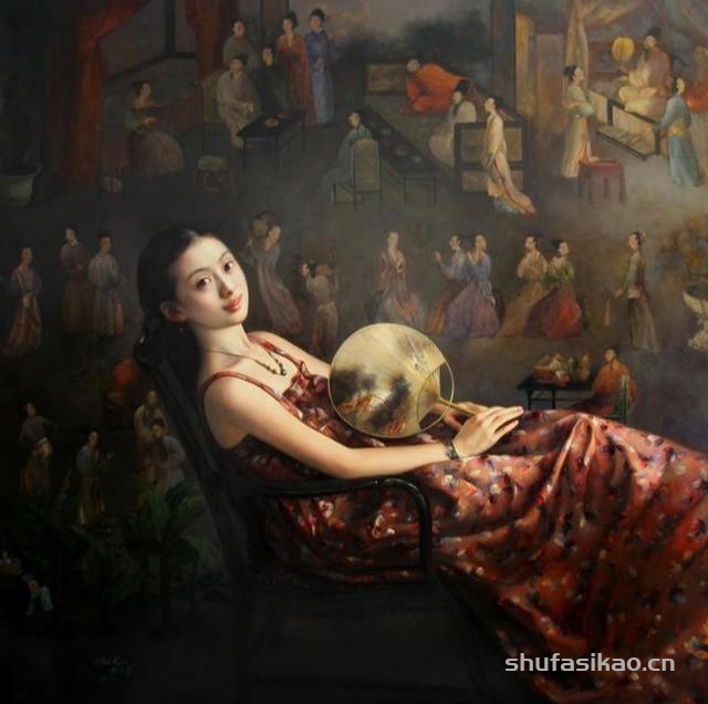 赵开霖写实油画中的东方女性，给人一种安静的美感-书法思考网