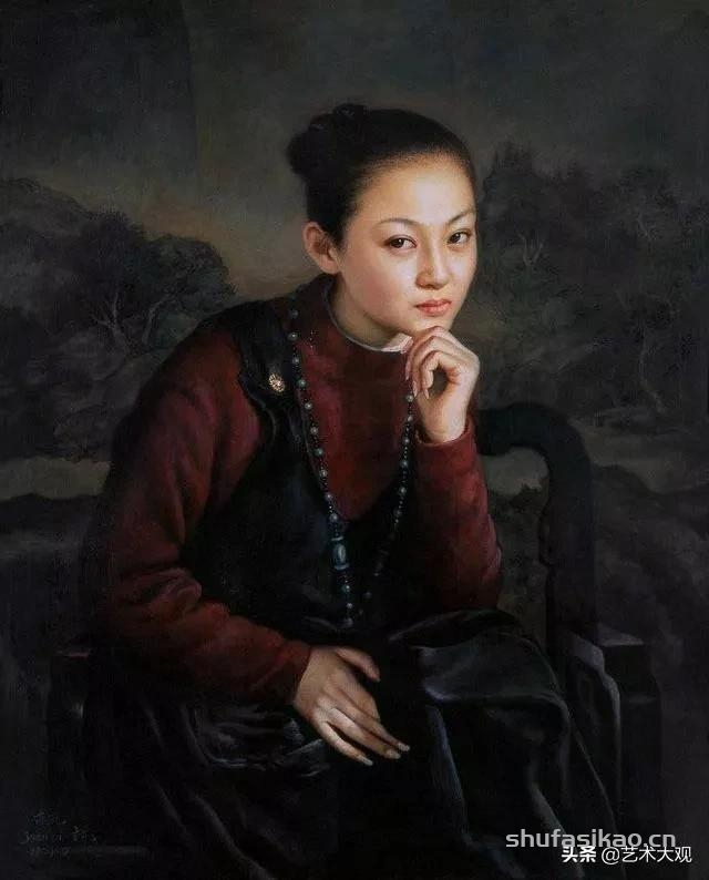 沉静的女子 | 烟台大学教授王丽娟写实人物油画专辑-书法思考网