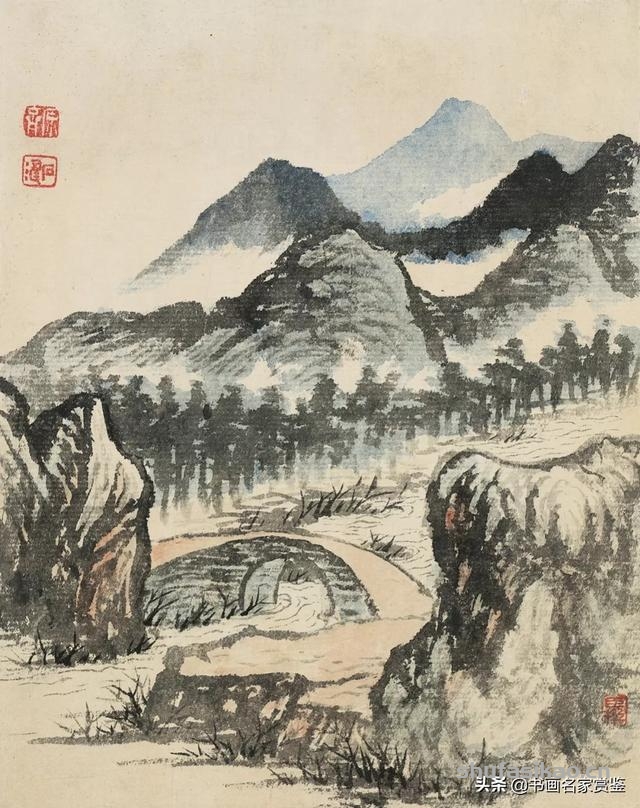 天津博物馆 馆藏，清代，石涛，山水十开册页，赏析-书法思考网