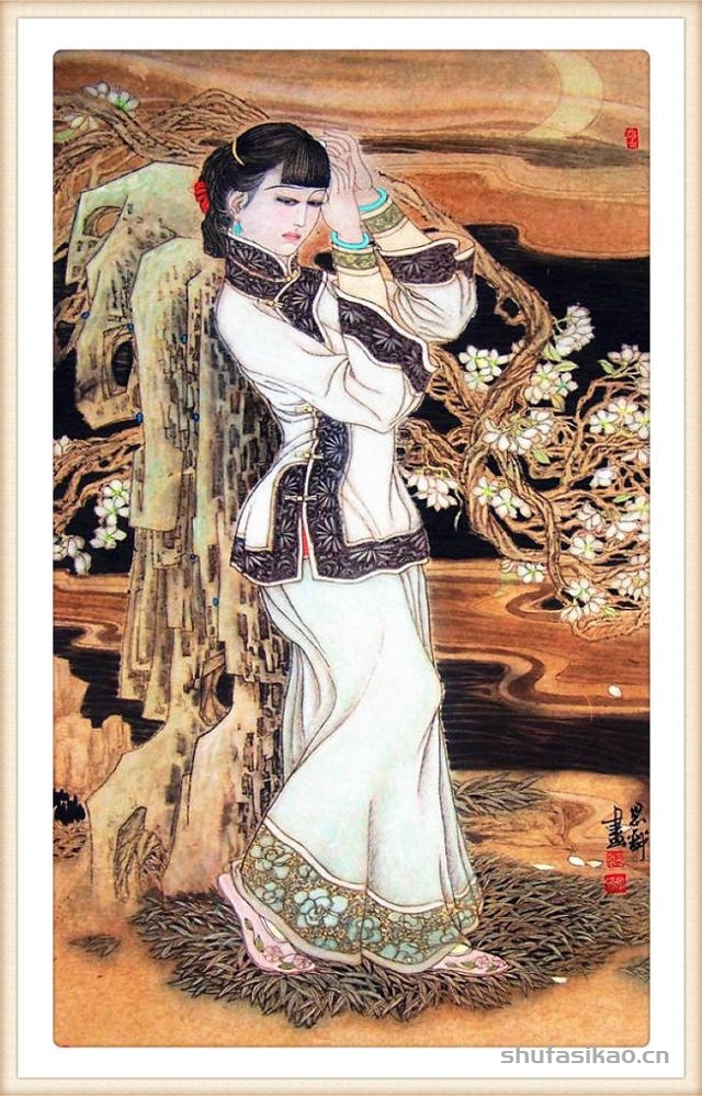 「抱朴归真」张思俭清末仕女画-书法思考网