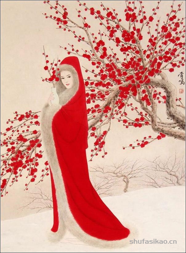 古典美女，如花照水！（工笔仕女图李鸣 等绘）-书法思考网