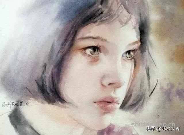 淡雅清透少女水彩手绘 | 柏杨人物绘画集-书法思考网