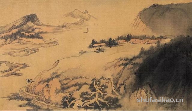 赏画 | 张大千《云山依水》-书法思考网