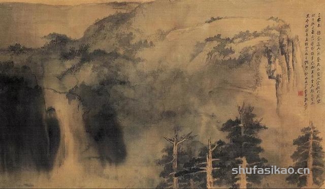 赏画 | 张大千《云山依水》-书法思考网