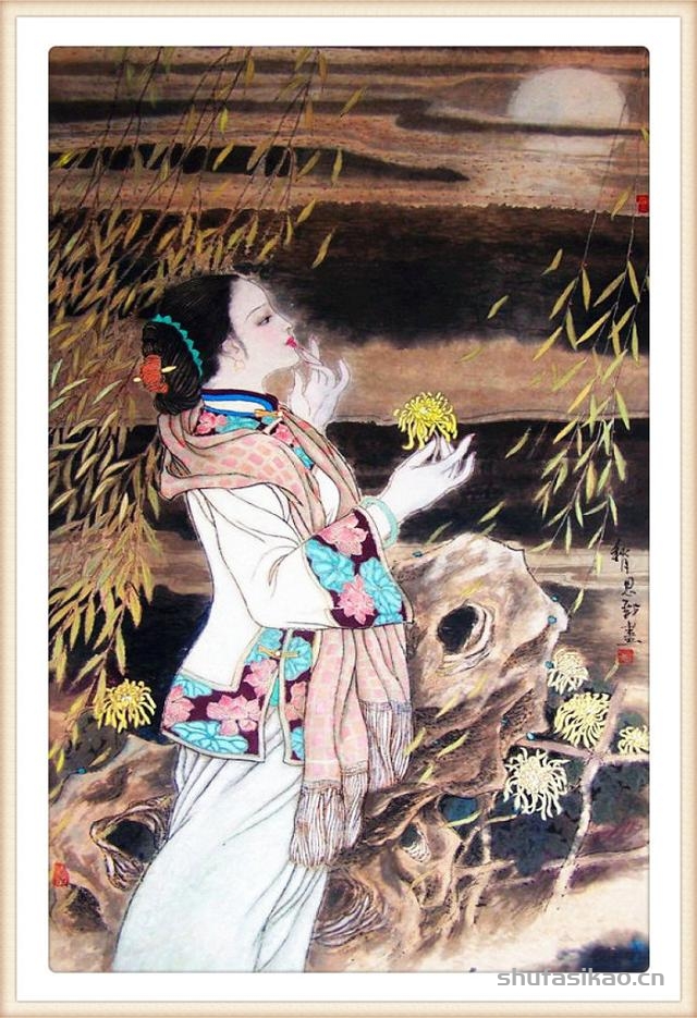 「抱朴归真」张思俭清末仕女画-书法思考网