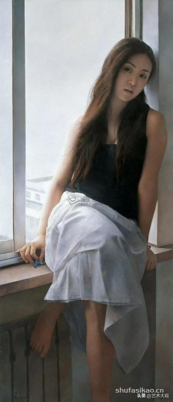沉静的女子 | 烟台大学教授王丽娟写实人物油画专辑-书法思考网