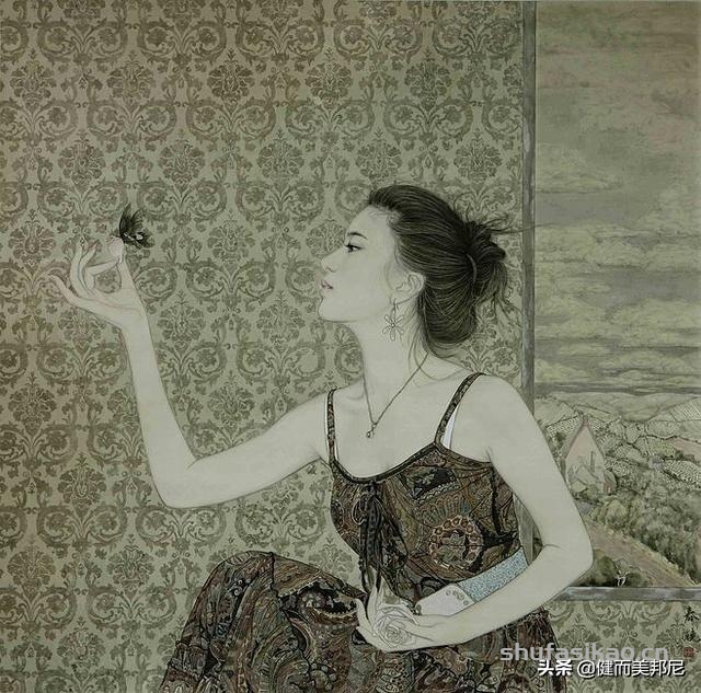 实力派工笔人物画家范春晓，他创作的东方美女风华绝代美若天仙-书法思考网