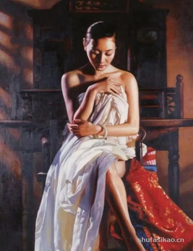 唯美东方女神，就在艺术家的人体油画中-书法思考网