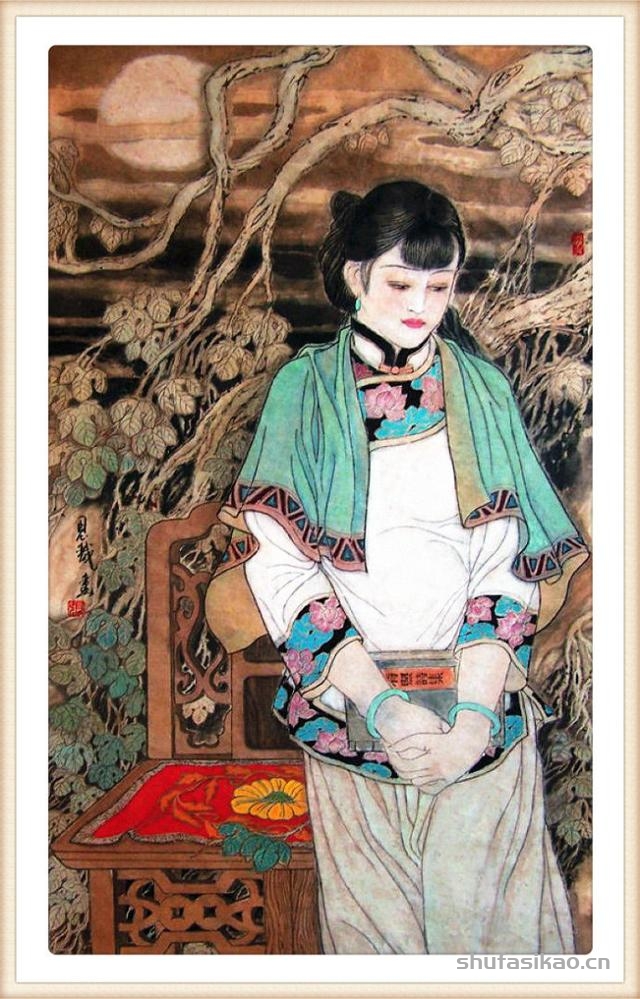 「抱朴归真」张思俭清末仕女画-书法思考网