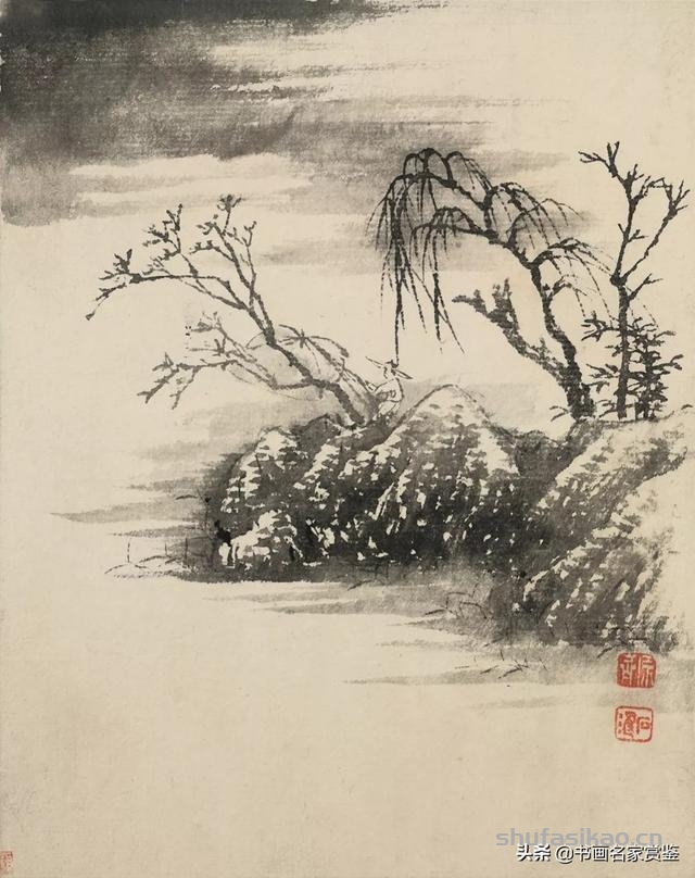 天津博物馆 馆藏，清代，石涛，山水十开册页，赏析-书法思考网