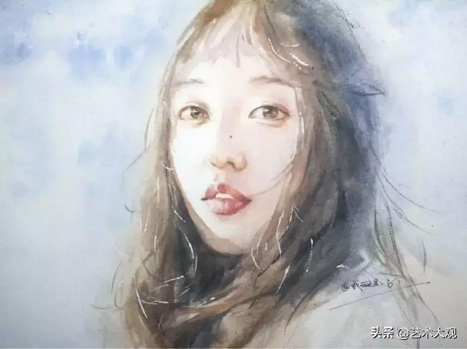 淡雅清透少女水彩手绘 | 柏杨人物绘画集-书法思考网