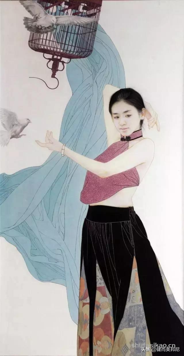 实力派工笔人物画家范春晓，他创作的东方美女风华绝代美若天仙-书法思考网