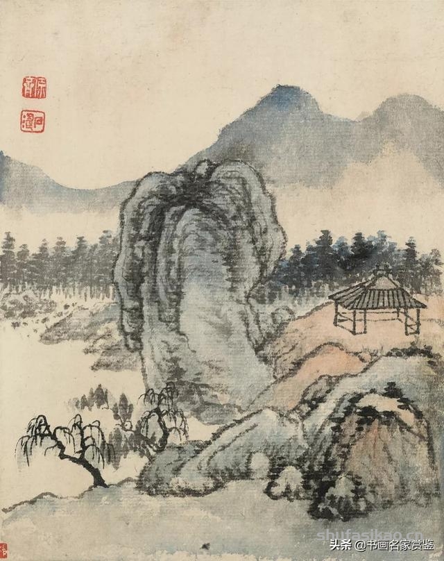 天津博物馆 馆藏，清代，石涛，山水十开册页，赏析-书法思考网
