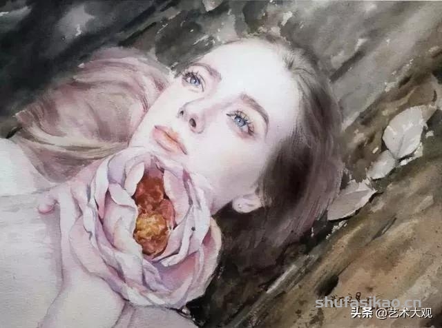淡雅清透少女水彩手绘 | 柏杨人物绘画集-书法思考网