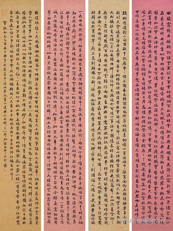 李嘉烈书法欣赏《李嘉烈行书四联》立轴水墨纸本