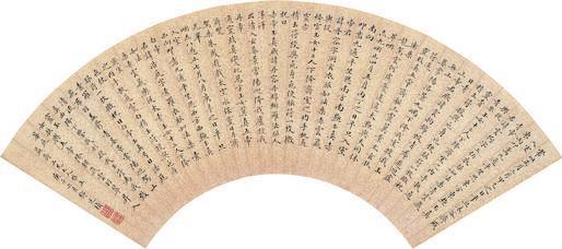 邓廷桢书法欣赏《邓廷桢楷书》扇面片洒金纸本