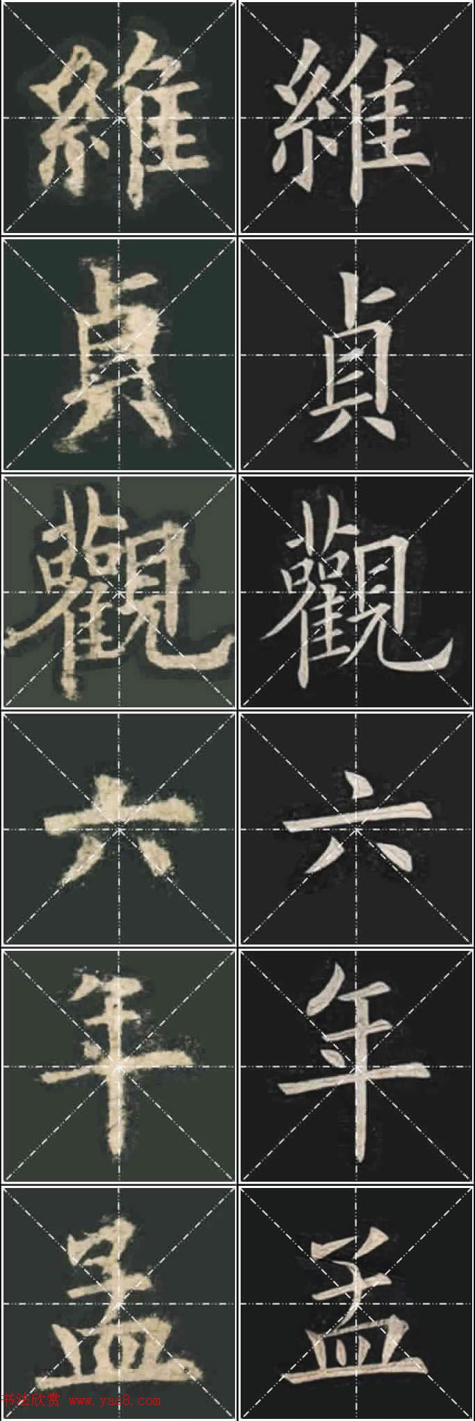 《欧楷九成宫》姚孟起临本与李琪藏本对照字帖