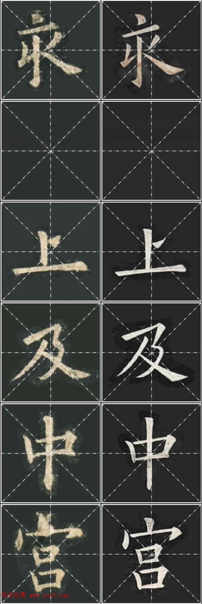 《欧楷九成宫》姚孟起临本与李琪藏本对照字帖