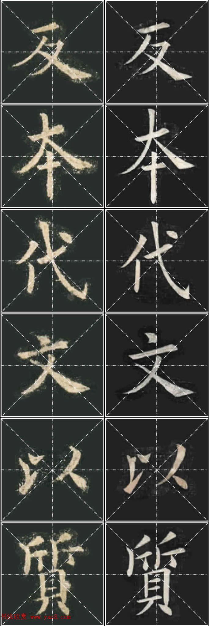 《欧楷九成宫》姚孟起临本与李琪藏本对照字帖