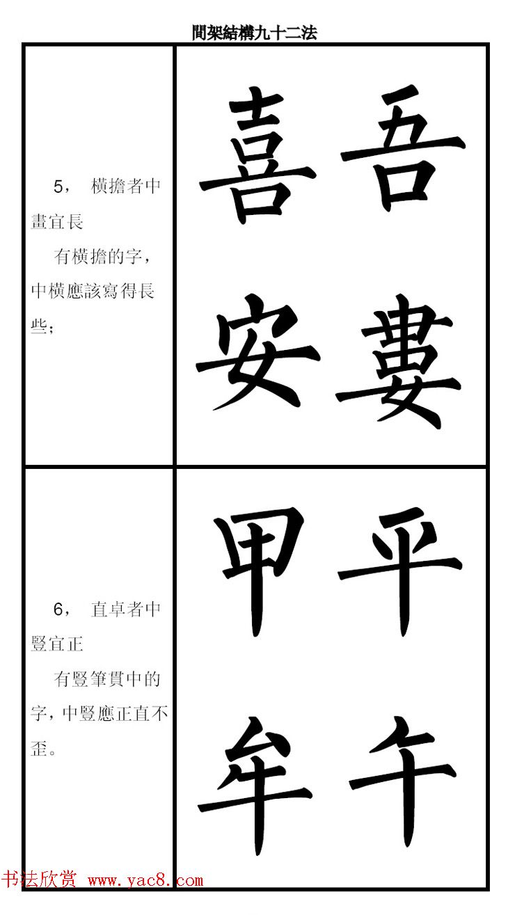 柳体字帖《柳公权楷书间架结构九十二法》