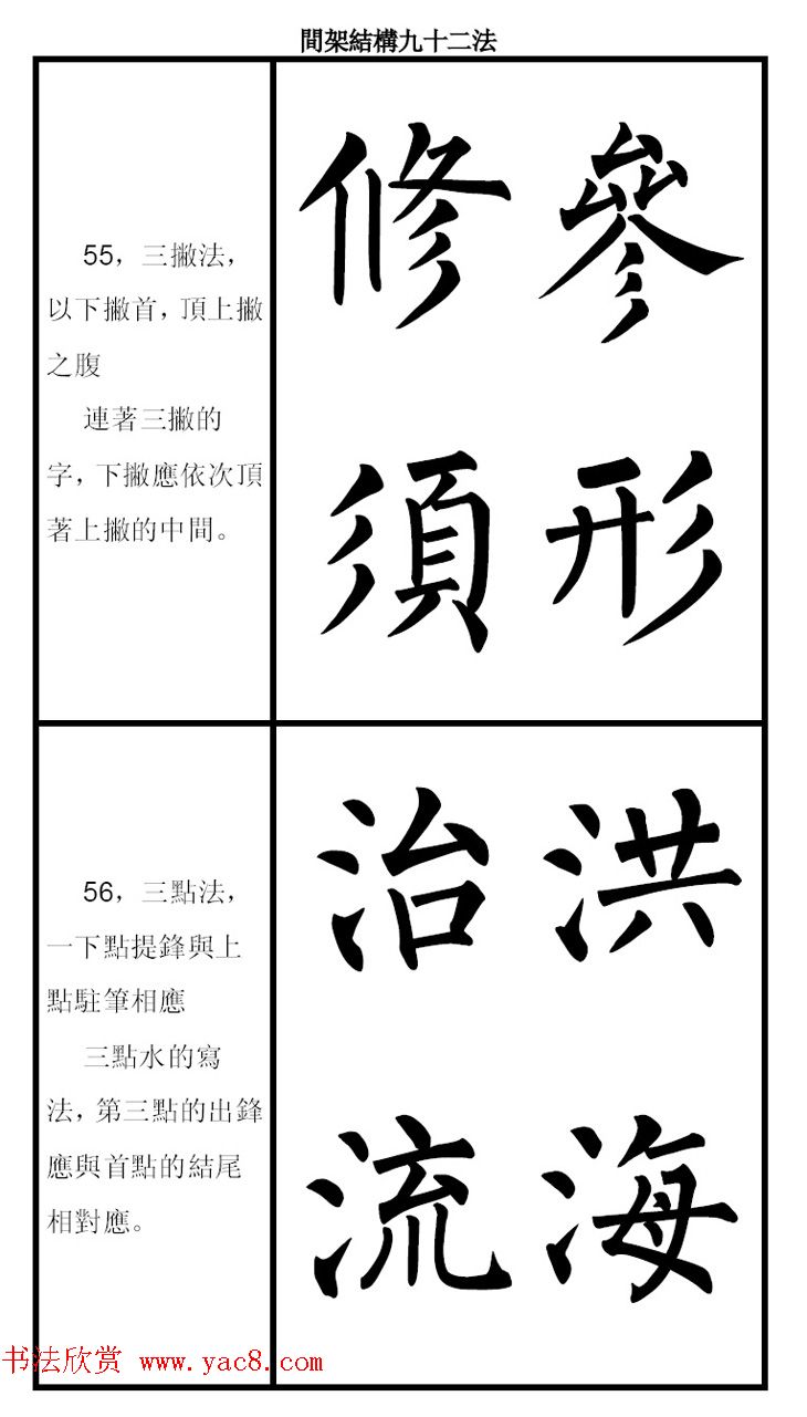 柳体字帖《柳公权楷书间架结构九十二法》