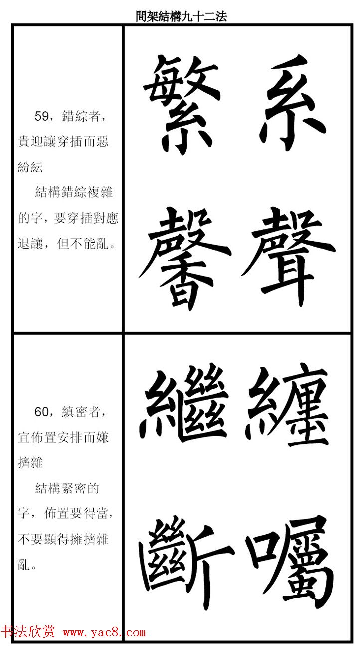 柳体字帖《柳公权楷书间架结构九十二法》